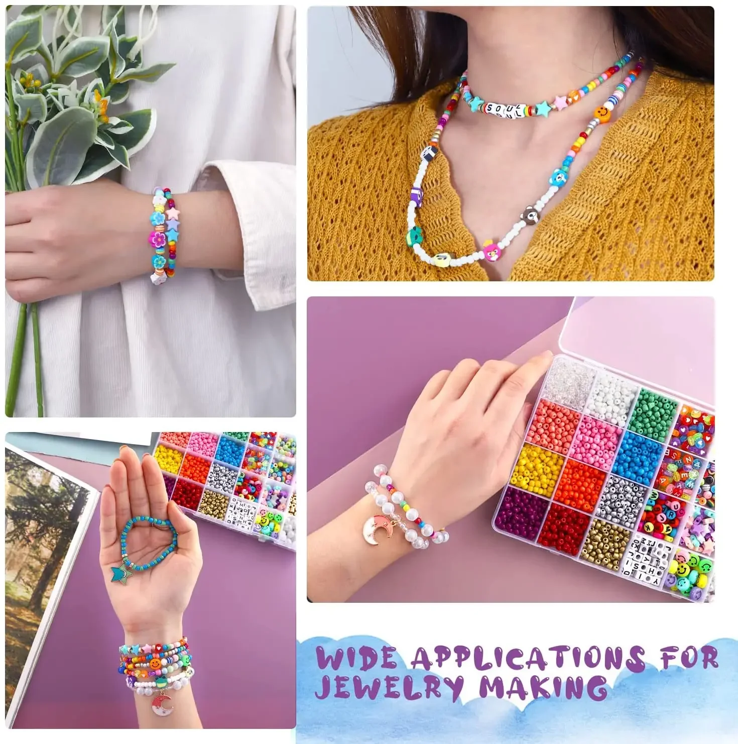 4mm Glass Seed Beads for DIY Jewelry Making for Earrings Polymer Clay Pearl Letter Beads Star Flower  Face Findings