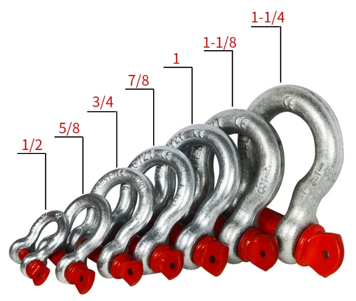 0.5T - 85T 1/4 - 2 Galvanized Heavy Duty Screw Type Forged Steel Lifting Bow Anchor Shackles