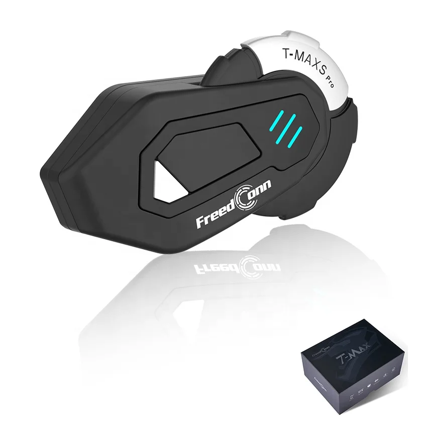 FreedConn T-MAX S PRO Intercom For Helmet Bluetooth Group Riders Talking 6-8 1200 Meters FM Music Sharing Waterproof