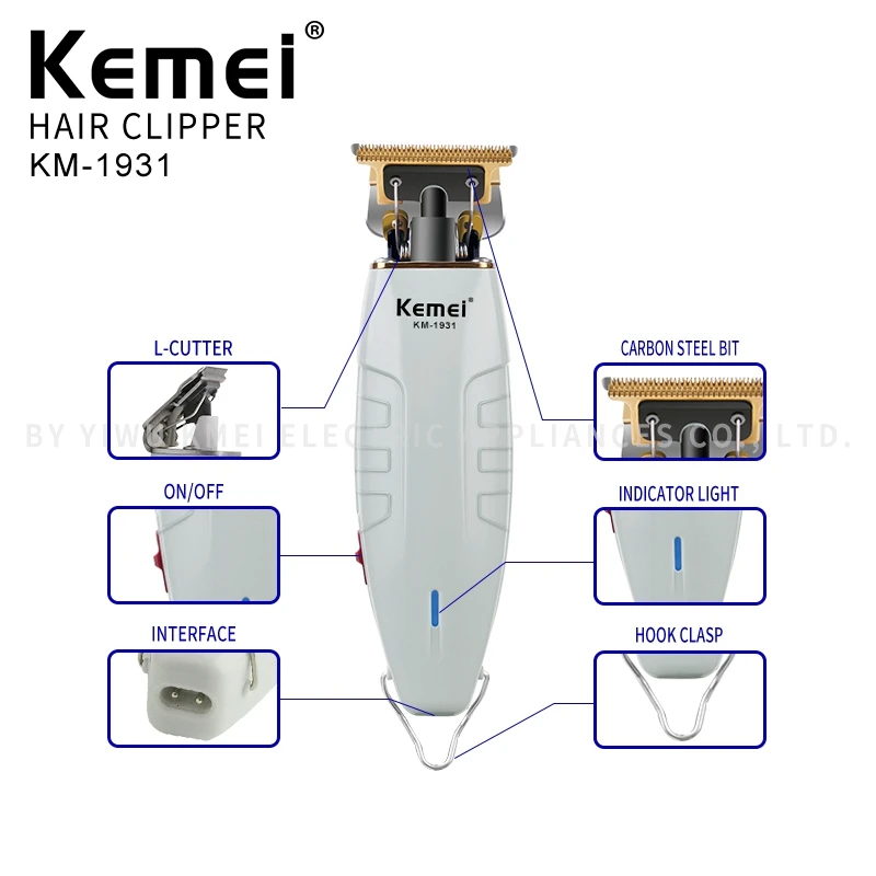 Kemei KM-1931 полые режущая головка машинка для стрижки волос Многофункциональный белый