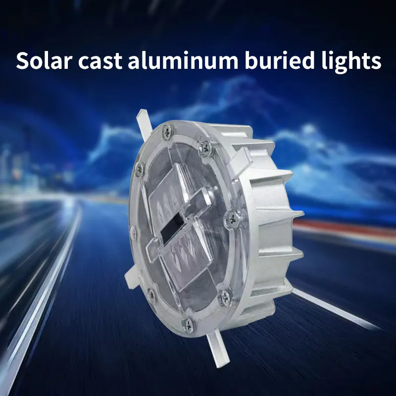 High Brightness 8-LED Cast Aluminium Road Studs Solar Powered PC Material Traffic Warning Light White Reflective Waterproof IP68