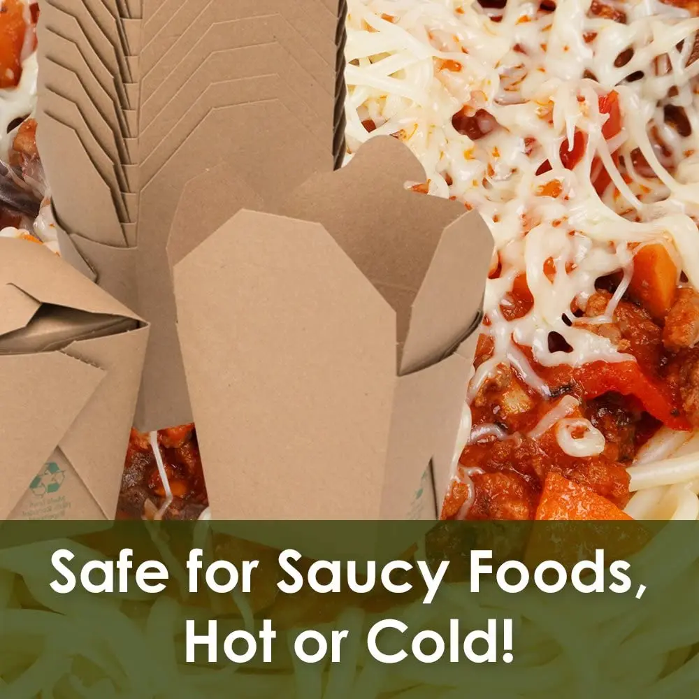 Recyclable Restaurants Food Delivery Service Container Stackable Pails Brown Chinese Mini Take Out Boxes