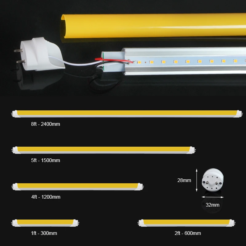Uv Free Led Lamp tubes yellow cover 1700K IC semiconductor factory lighting led t8 light tube