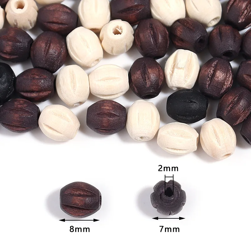 diy Ornament accessories factory direct supply Multicolor watermelon wooden bead Oval carved watermelon beads Hemu bead bracelet