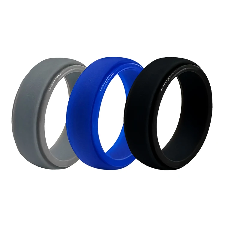 Factory Wholesale Silicone Ring Step Edge Wedding Band Silicone Sports Rings for Men