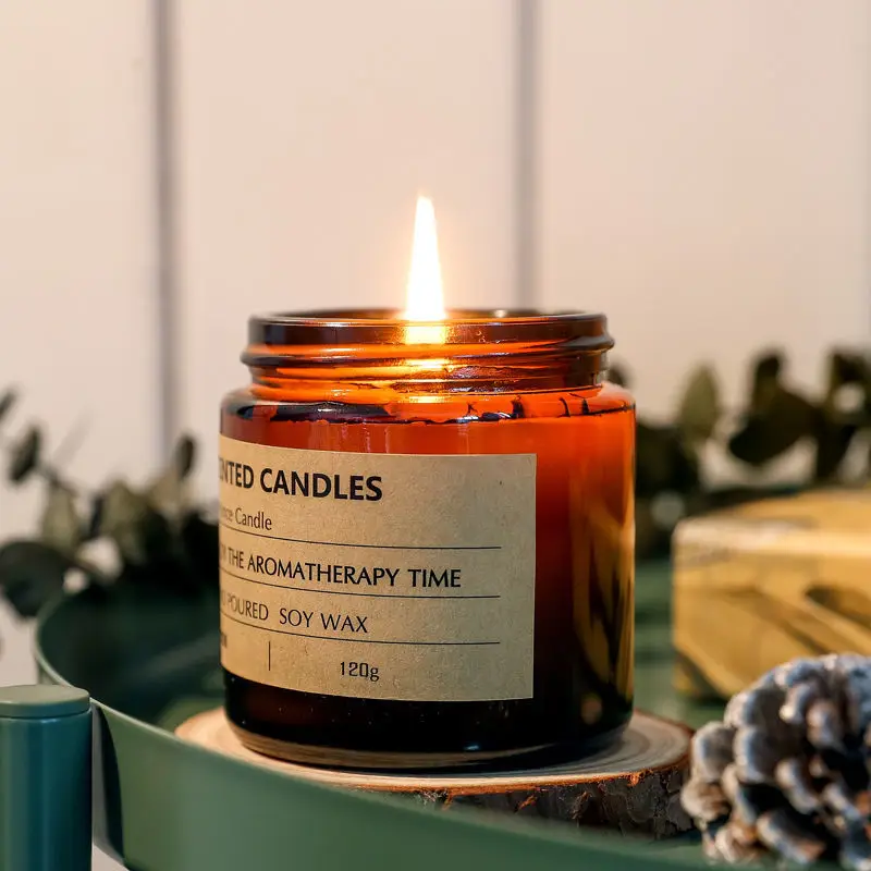 Candle making Amber glass candle jar 100ml