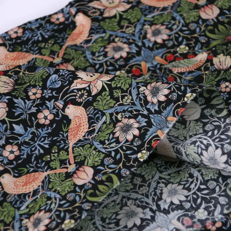 Strawberry Thief Digital Print Custom Cotton Fabric Printed Liberty london fabric