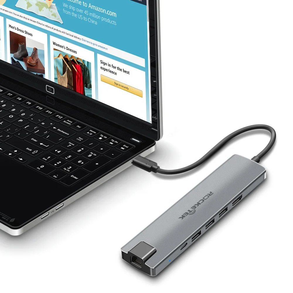 USB C HUB 9 in 1 Card Reader Charging Station USB-C HUB 9-in-1 Type C Adapter with USB 3.0 HDMI SD TF 3.5AUX RJ45 PD