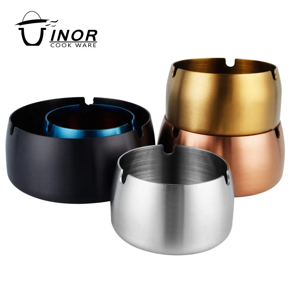 Windproof custom round stainless steel metal cigar ashtray for indoor and outdoor colorful ash tray