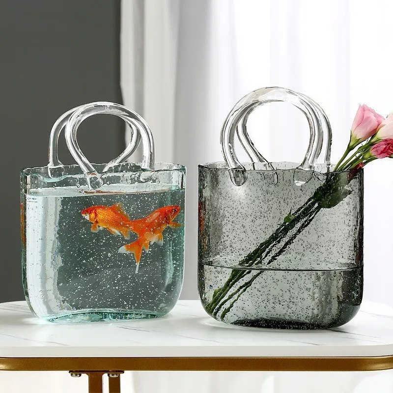 Fashion Personality Factory Wholesale Glass Handbag Vase Glass Vases for Home Decor Glass Vase for Wedding Centerpieces