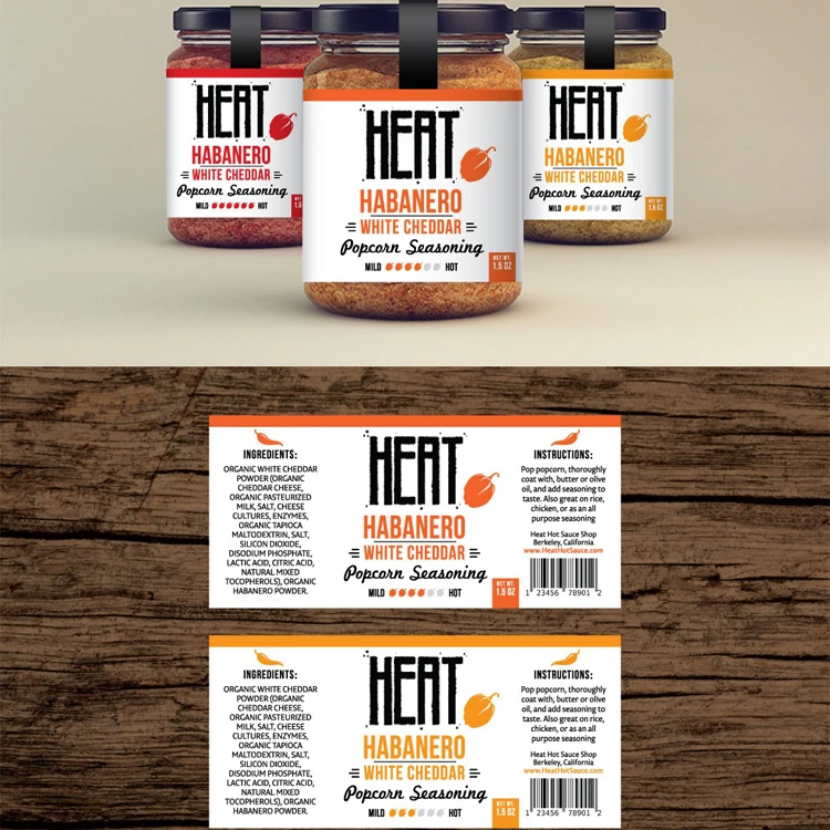 Custom Printing Organic Food Jar Chili Sauce Product Sticker Hot Sauce Glass Bottle Container Self Adhesive Roll Metallic Label