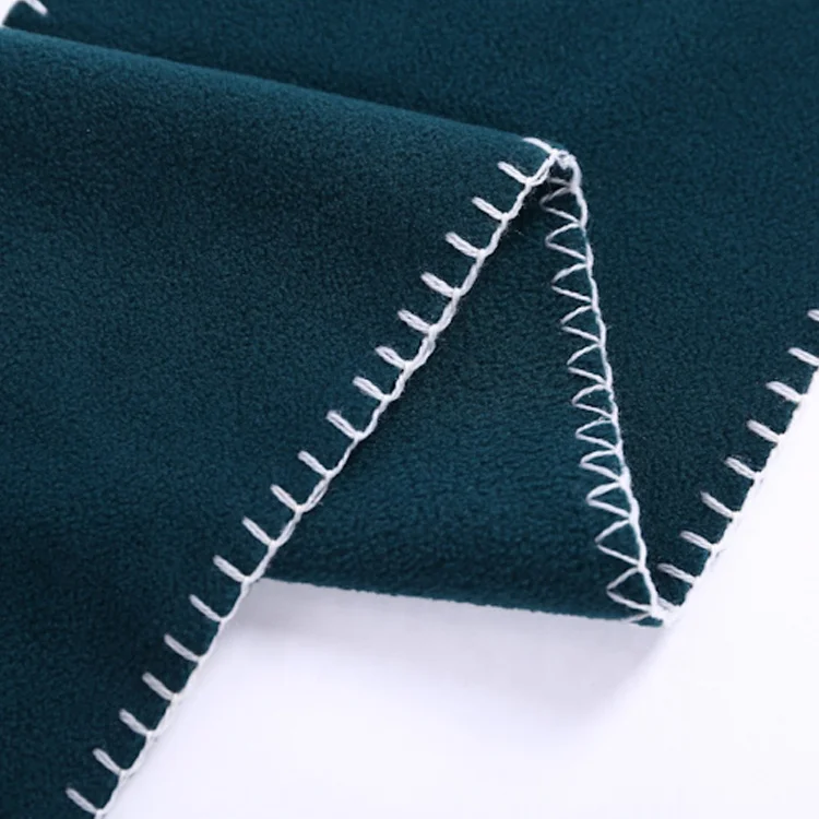free sample plain color customized logo green polar fleece scarf in stock