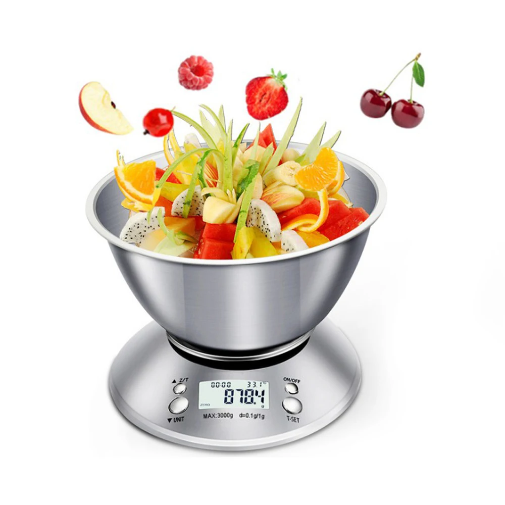 Stainless Steel Kitchen 5kg/1g Electronic Kitchen Food Balance Cuisine Digital Scale With Bowl