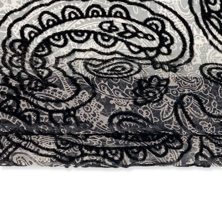 Harvest woven viscose rayon nylon print burnout paisley velour fabric for woman tops fashionable