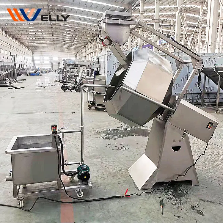 Time saving Automatic Flavor Nuts Potato Crisps Vegetable Peanut Flavoring Nut Seasoning Mixing Machine