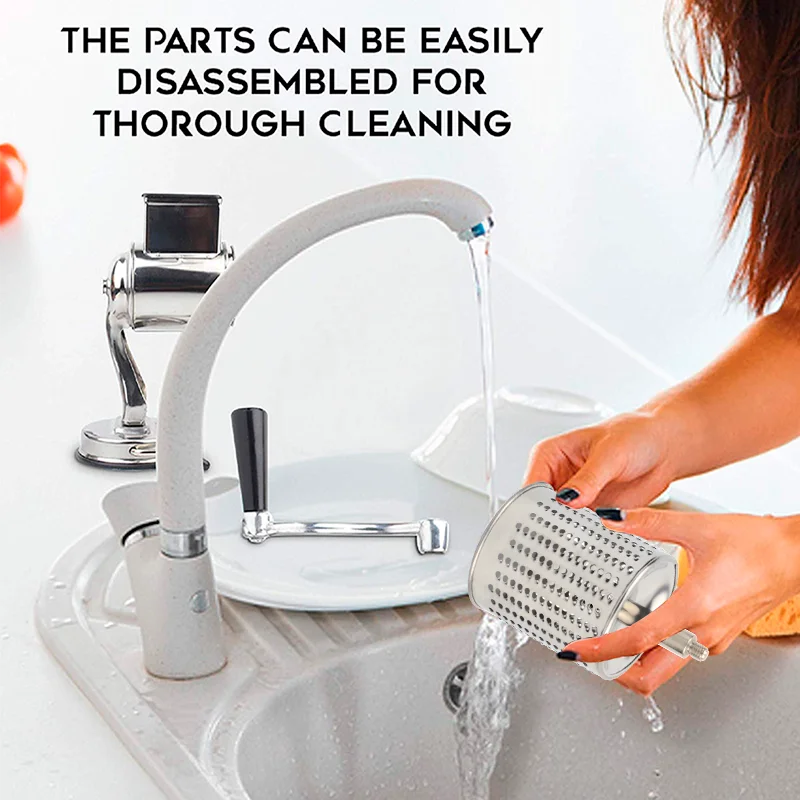 Rotary cheese grater nut grinder stainless steel clamp type