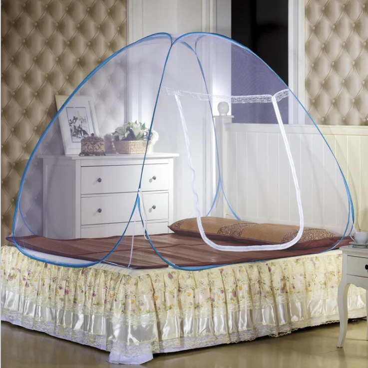 steel wire foldable mosquito net Soft Steel Wire Support Double Fold Mosquito Bed Net king size