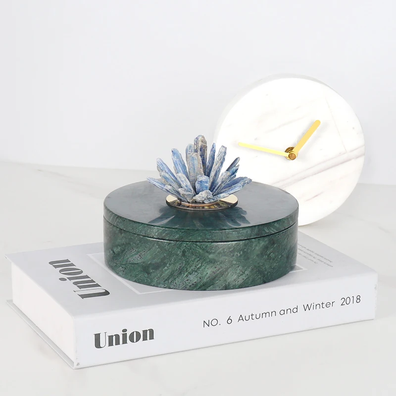 Высококачественная элегантная и красивая мраморная круглая коробка для хранения косметических