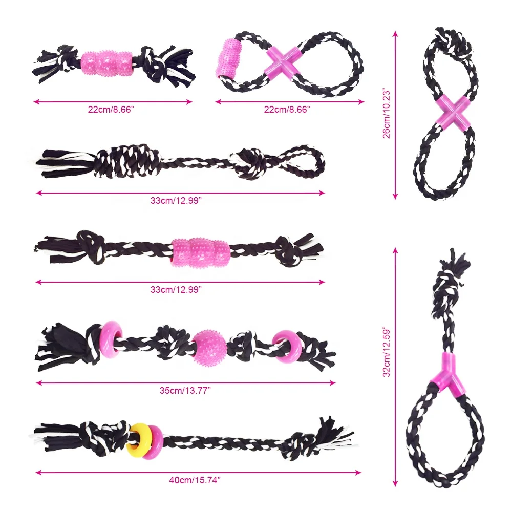 Puppy Chew Rope Toys Rubber Pet Dog Molar Bite Chew Toy with Cotton Rope