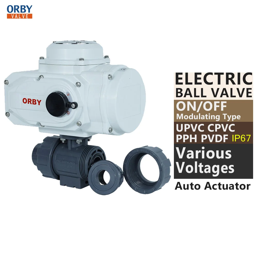 12V 24V 220V On Off and modulating Electric Actuator Water Flow Control Plastic pvc electric motorized ball valve 2way 3way