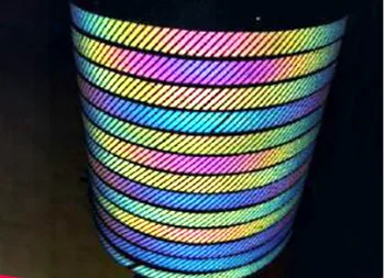 hi-vis 20mm 25mm custom logo pattern tape iridescent reflective ribbon iron rainbow colorful pet dog leash night collar webbing