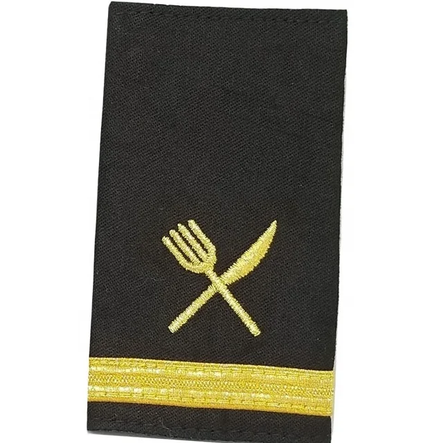 Shoulder Boards Epaulets - Gold Knife And Fork & One Gold Bar  Military Uniform Shoulder Board