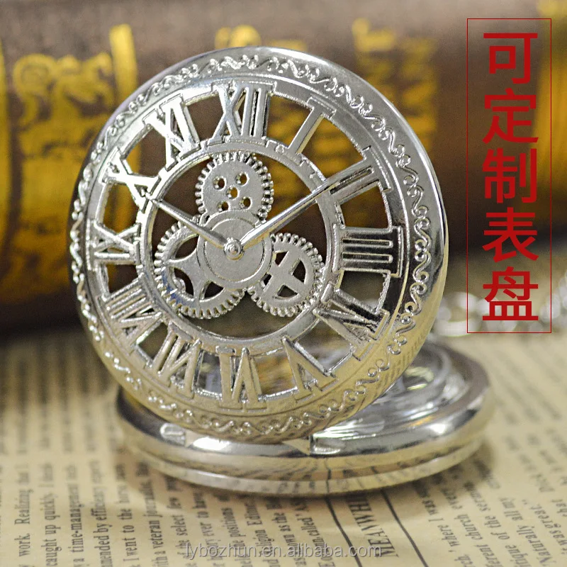 Time Gear Mechanical Watch Antique Hollow Roman Letter Flip Mechanical Pocket Watch