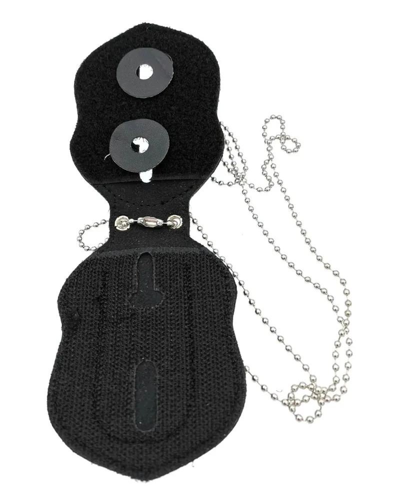 US Detective Badge Leather Holder Belt Clip Leather Necklace Ball Chain Police Badge Holder Cosplay Badge Leather Black