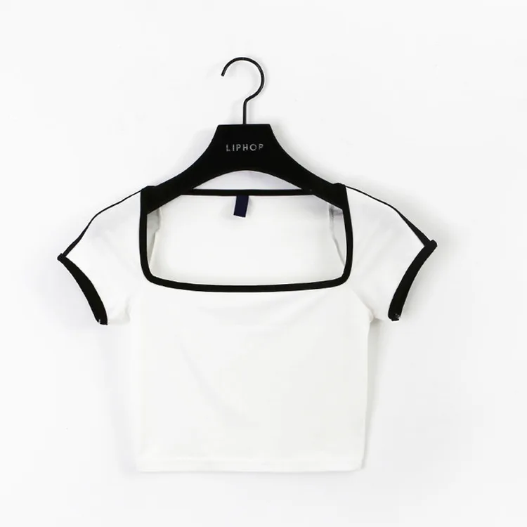 Летняя облегающая футболка с коротким рукавом в Корейском стиле Instagram 2020 Универсальный Повседневный короткий топ