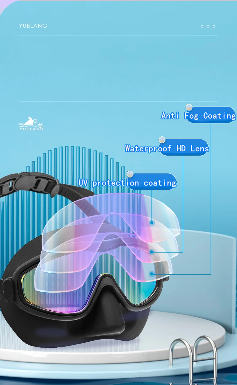 Custom Poffesional Outdoor Swim Glasses Full Face Silicone Antifog Diving Goggles Diving Mask For Men Women