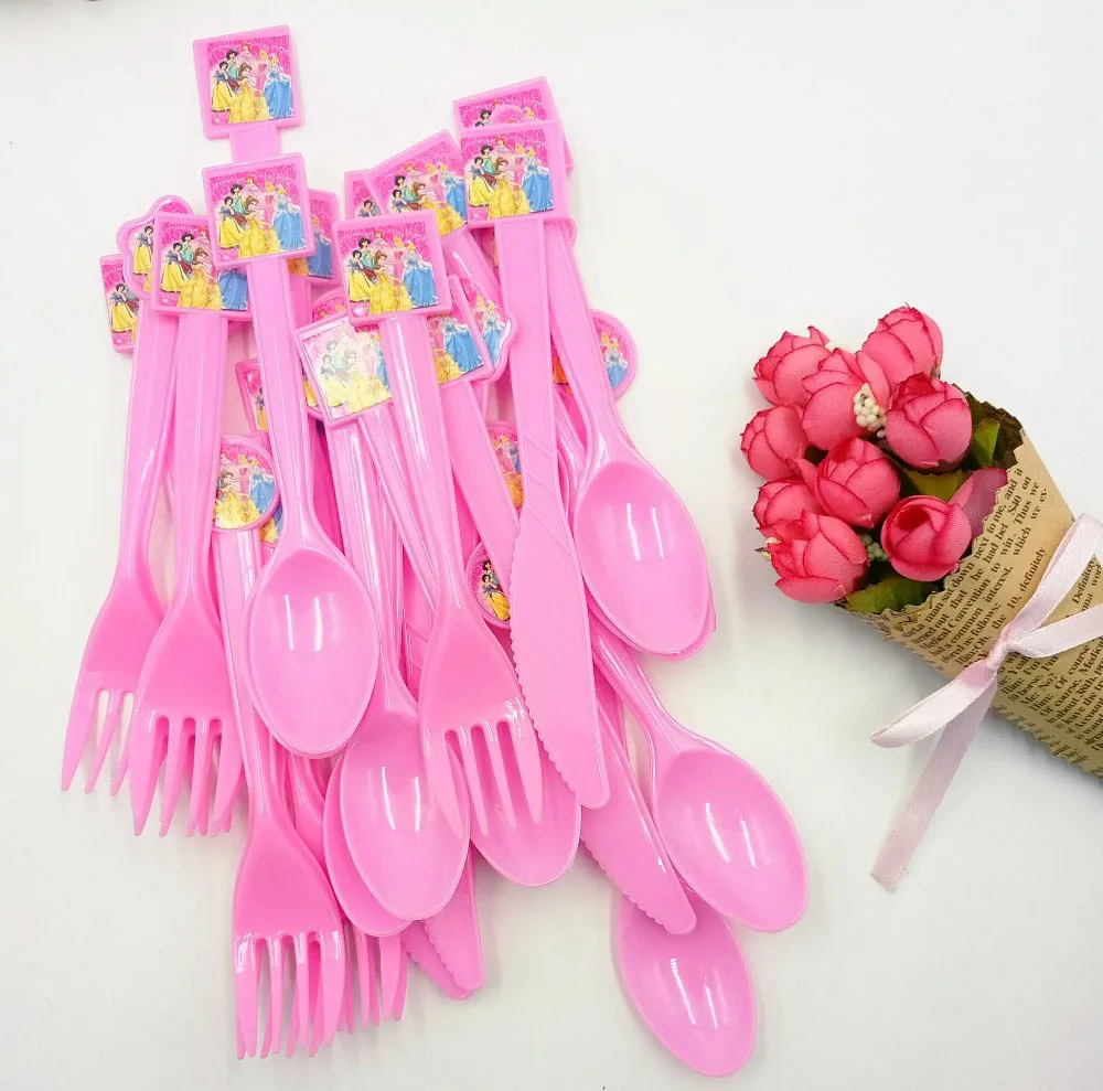 Pink 6 Princess design plate balloons banner party decorations custom tableware set event party supplier