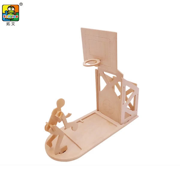 Cotowins 3D wooden educational craft  DIY educational toy Easy Punch Out Brain Teaser Puzzles basketball pen holder wood puzzle
