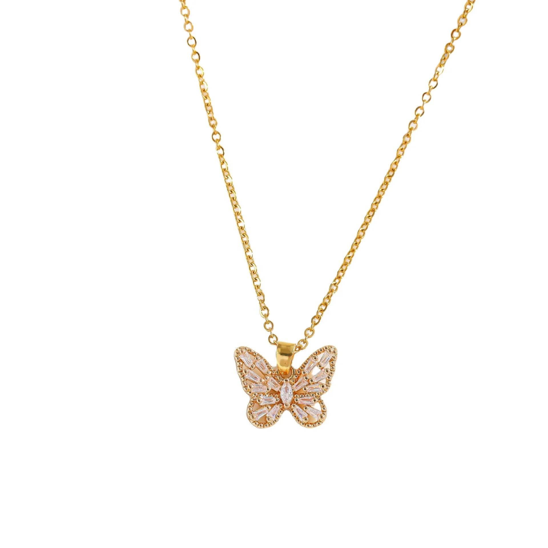 Hot Butterfly Necklace Ladies Joker light luxury niche design zircon pendant jewelry