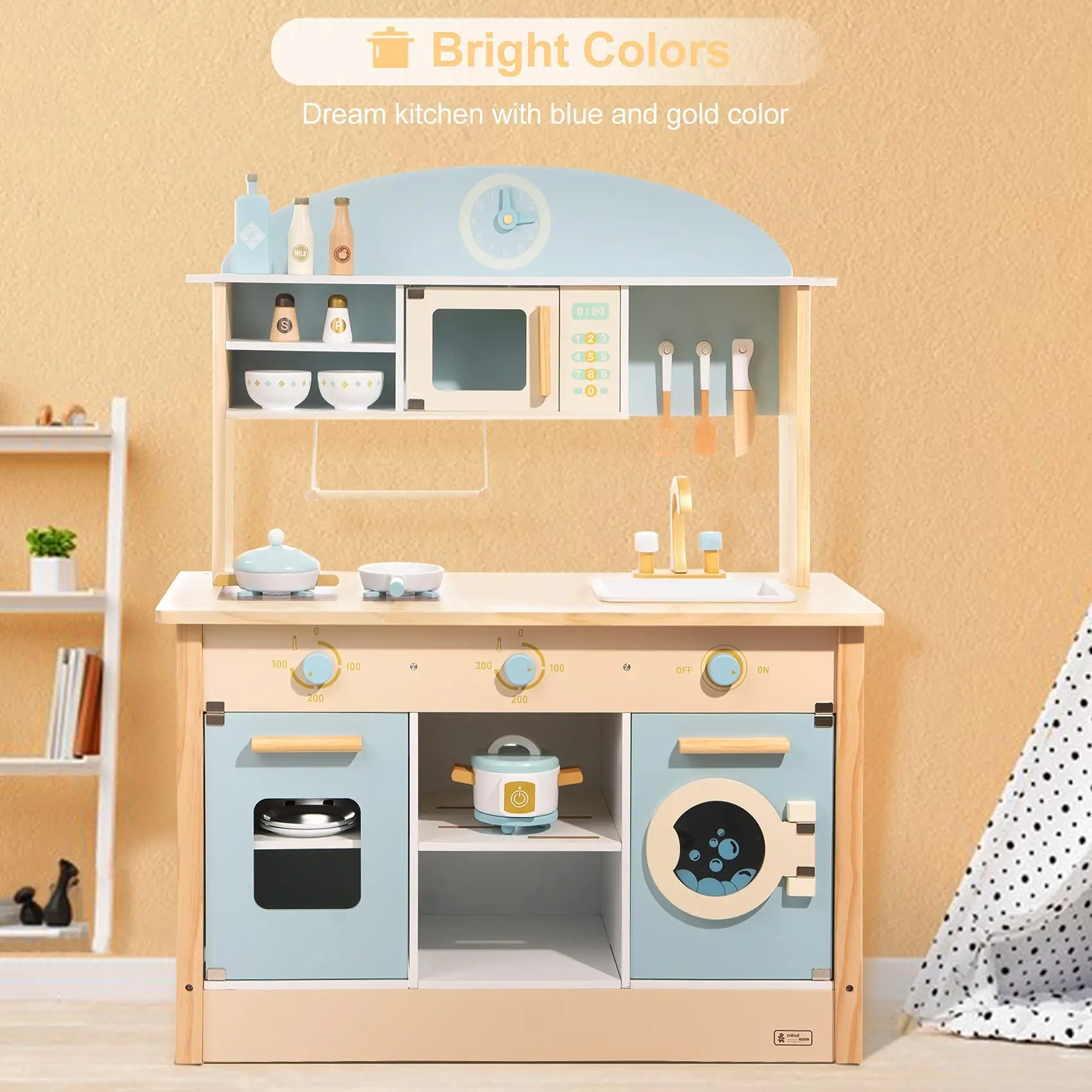 Age 3+ Boys Toy Kitchen Gift Wooden Play Kitchen Set Toys for Girls Kids Toddlers
