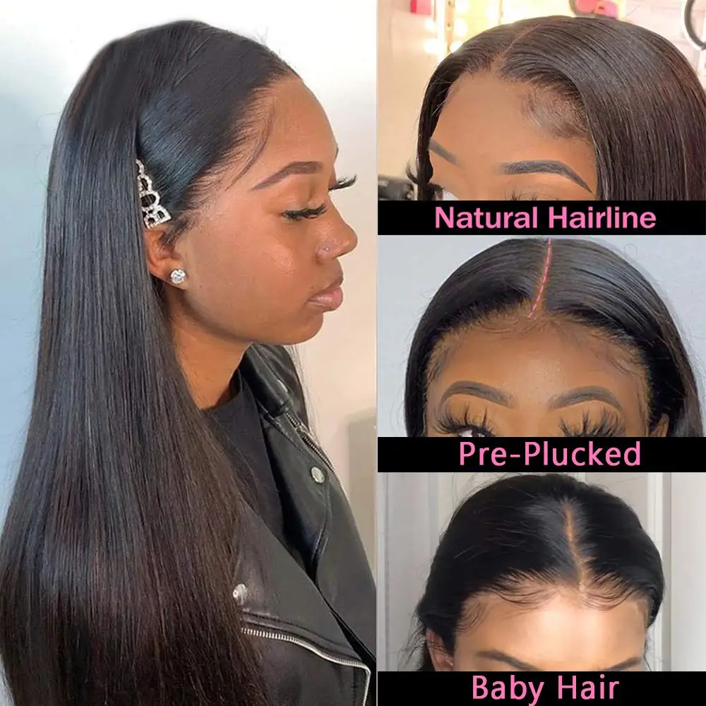 13x4 human hair straight lace frontal wigs no tangle no shedding unprocessed human hair can be dyed and colored