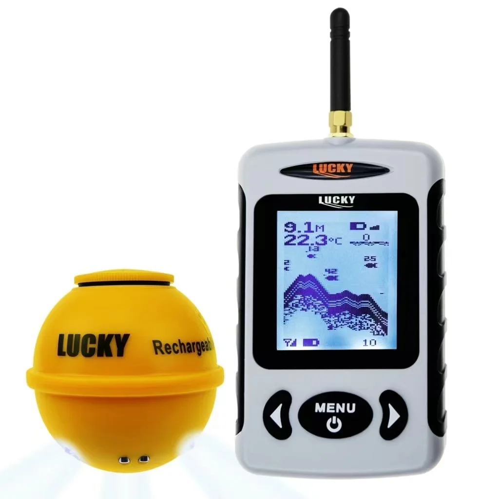 NEWRGY Wireless Fish Finder w/ Attracting Light Lamp Portable Rechargeable Locator 45M Depth 150M Wireless Sonar Sensor