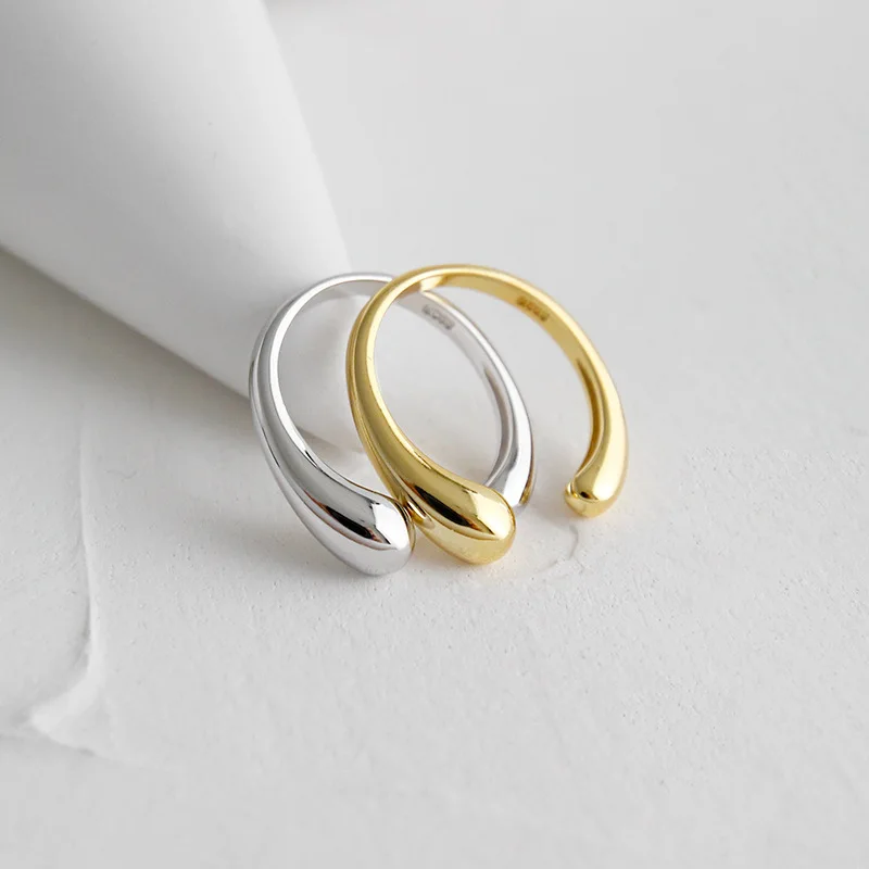 
Fashion Silver Jewelry Custom Design Teardrop Drop Opening Sterling Silver Ring For Women 