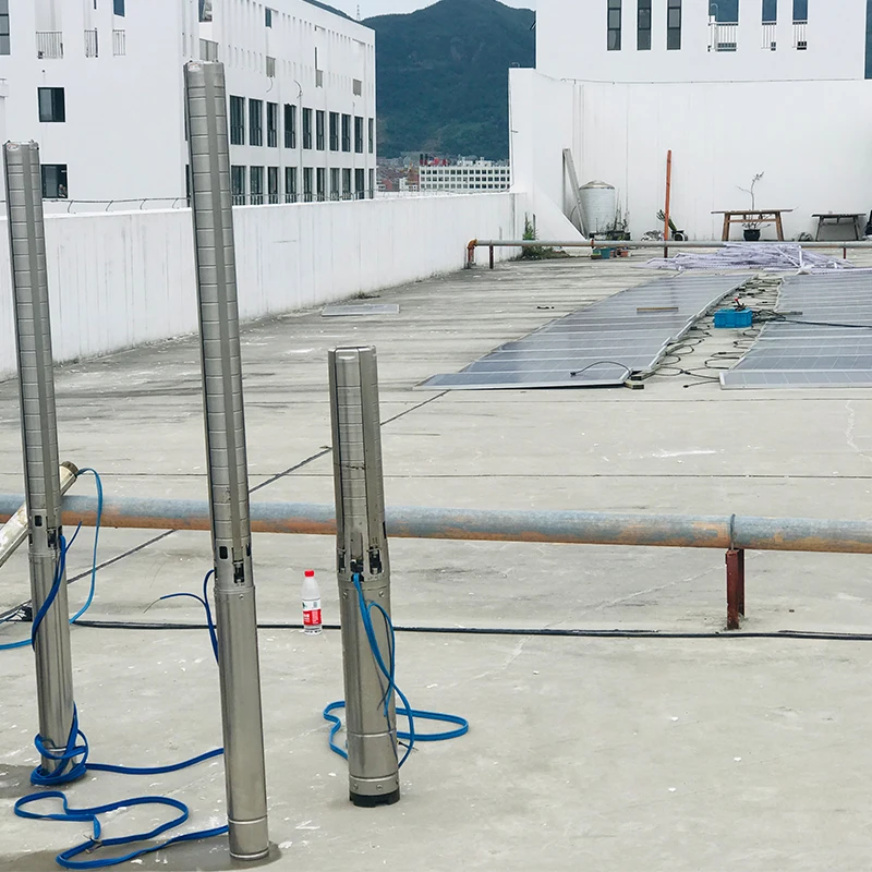DC solar submersible deep well pump with built-in controller