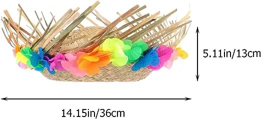 Hawaiian Beach Summer Hat Decorative Lei Straw Hat Costume Hats Accessories Party Fancy Dress for Women Men