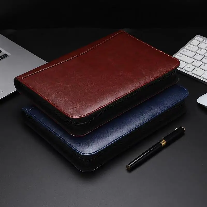 Custom Hardcover A5 Size Price Leather Blank Cover Notebook Calculator With Pen Pocket