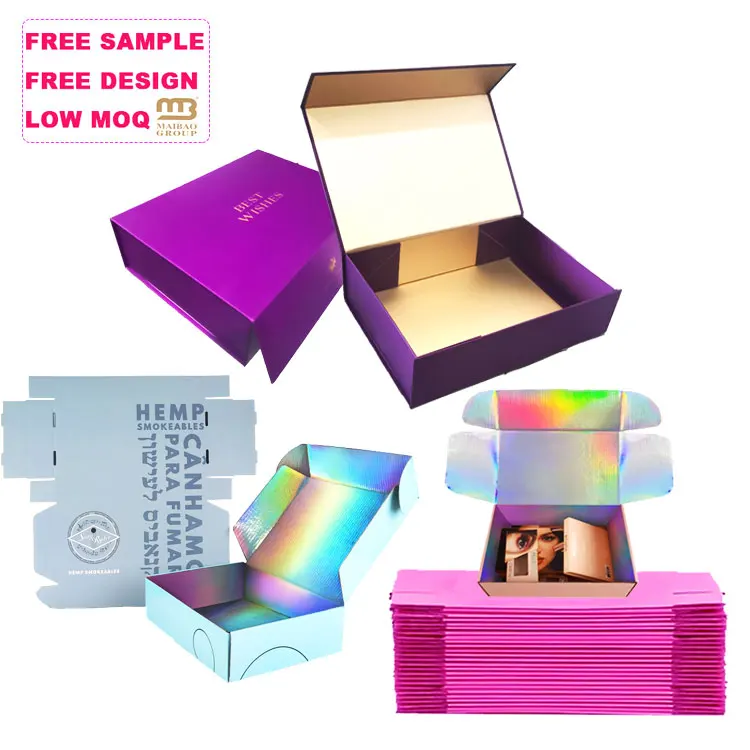 Custom Recycled Folding Paper Flat Box Custom Logo Luxury Cardboard Storage Packing Magnetic Ribbon Gift Boxes For Wedding