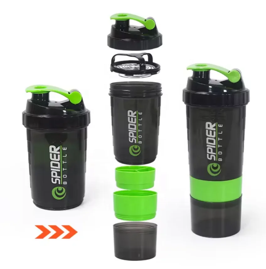 3 Layers Blender Shaker Protein Bottle Powder Shake Cup Water Bottle Plastic Mixing Cup Body Building Exercise Bottle