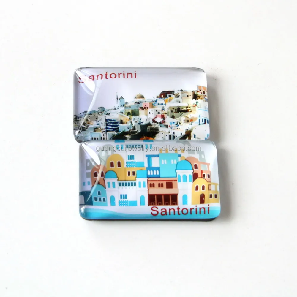 Wholesale custom logo Santorini Greece souvenir crystal sublimation fridge magnet