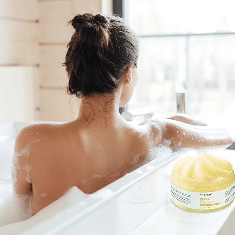 Custom Cucumber Skin Fruit Sugar Exfoliating Scrub Body Scrub,Brightening Vitamin C Mango Sugar Body Scrub