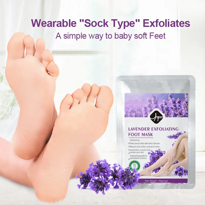 2023 order Private Label Natural Organic Lavender Oil Foot Peel Mask Small  Peeling Nourishing Exfoliating Foot Mask