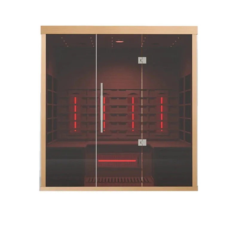 4 person indoor infrared sauna rooms with black glass