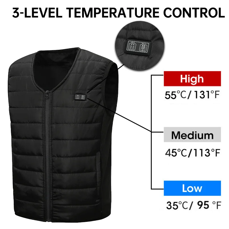 Custom Winter Unisex 12 Heating Zones Electric Heated Vest Waistcoat for Hiking Mountain Climbing Skiing Hunting