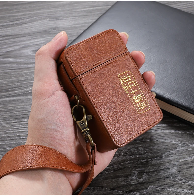 
Smoking Accessories OEM Portable Travel Outdoor Humidor Case Cigar Holder Storage Box Faux Leather Cigarette Box Gift Set 