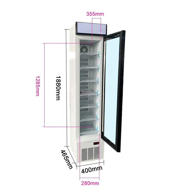 ETL Approved Commercial Door Fridge Glass Display Showcase Equipment Freezer Refrigerator LSD-118L