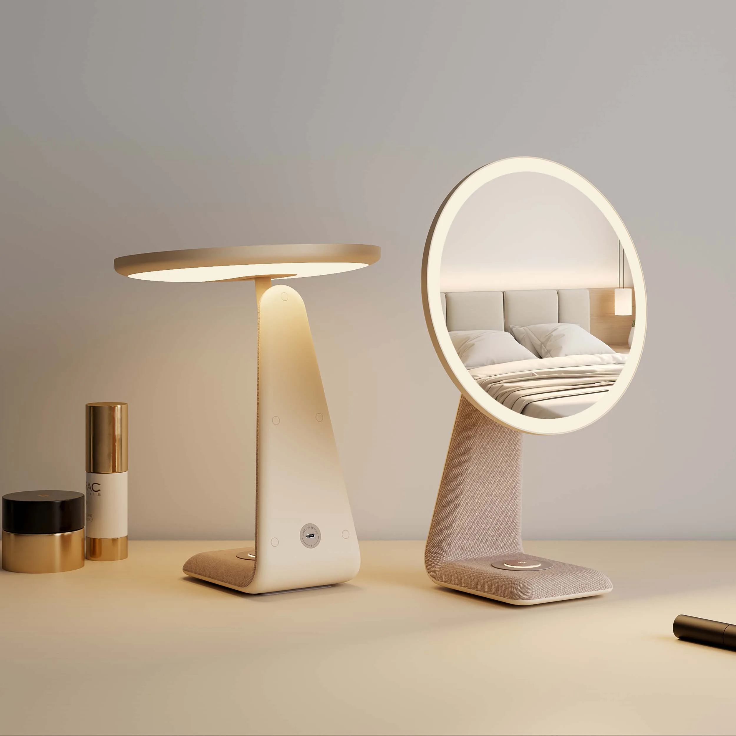 Adjustable Custom Logo Cosmetic Type C Manufacturers Lighted Portable Led Round Vanity Professional Makeup Mirror With Lights